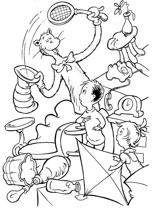Plansa de colorat cu Cat in the hat 67 68